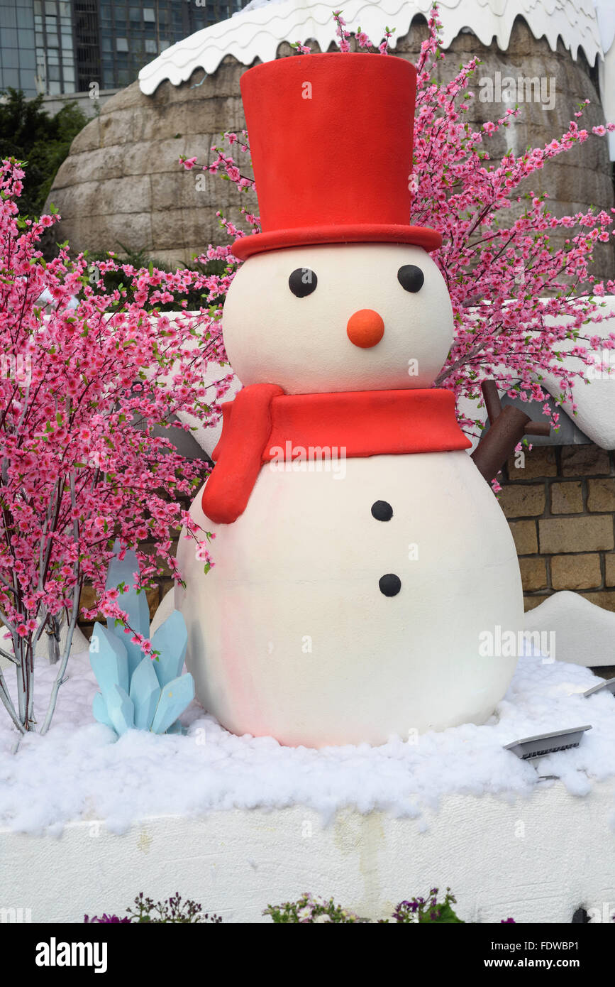 snowman(installation art） in winter in chongqing,China Stock Photo