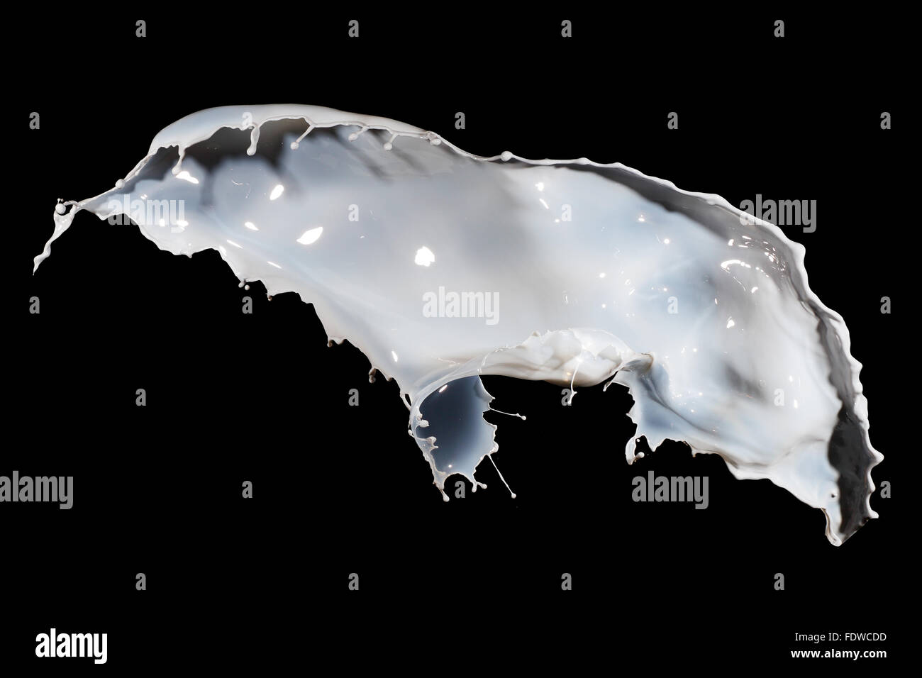 White milk splash isolated on black background Stock Photo - Alamy
