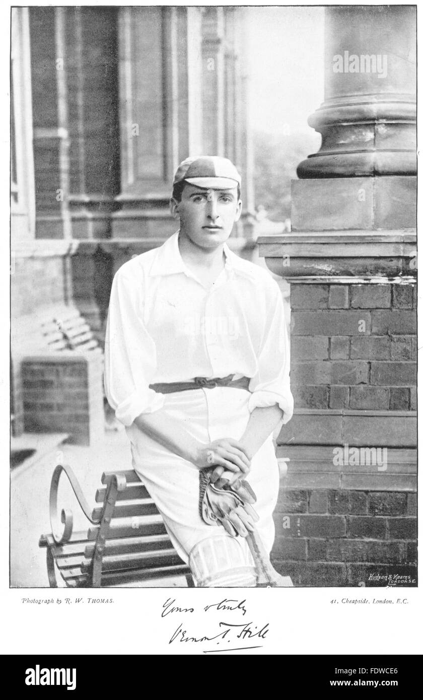 SOMT CRICKET: VT HILL- all- round Cricketer Winchester College Oxford Uni, 1896 Stock Photo