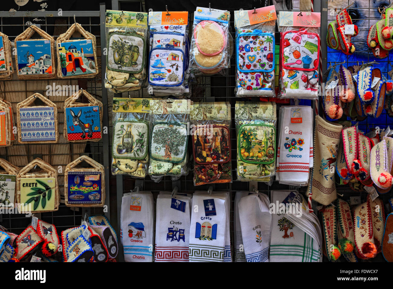 Crete, in the Old Town of Chania, souvenir business Stock Photo