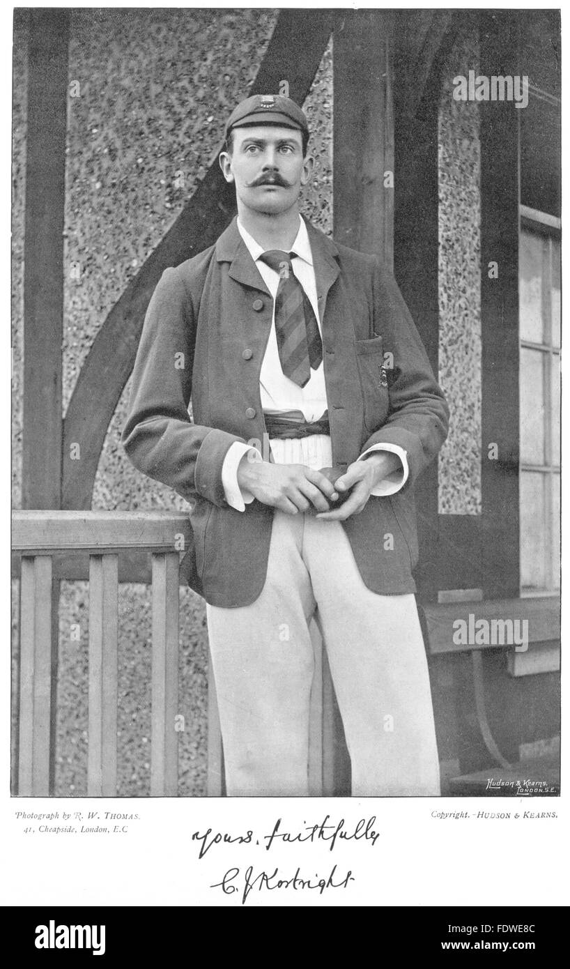 ESSEX CRICKET: CJ KORTRIGHT- Fast bowler; Gentlemen MCC, antique print 1896 Stock Photo
