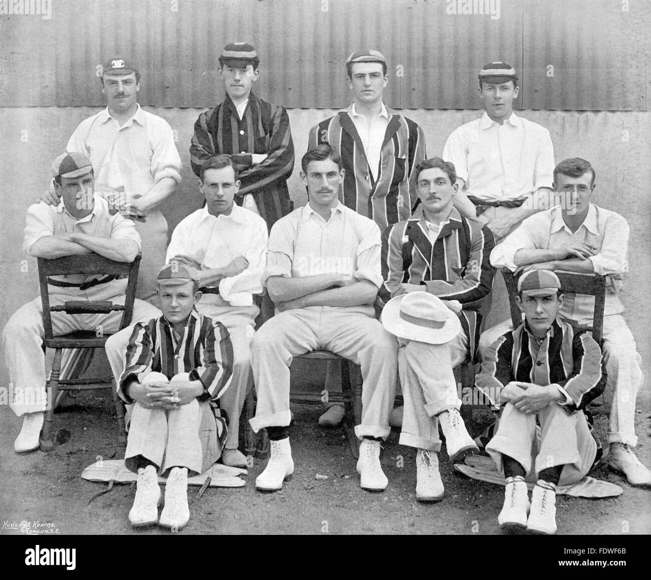 CRICKET: Oxford Uni TEAM- Lewis; CUNLIFFE; HARTLEY; ARKWRIGHT; PHILLIPS, 1896 Stock Photo