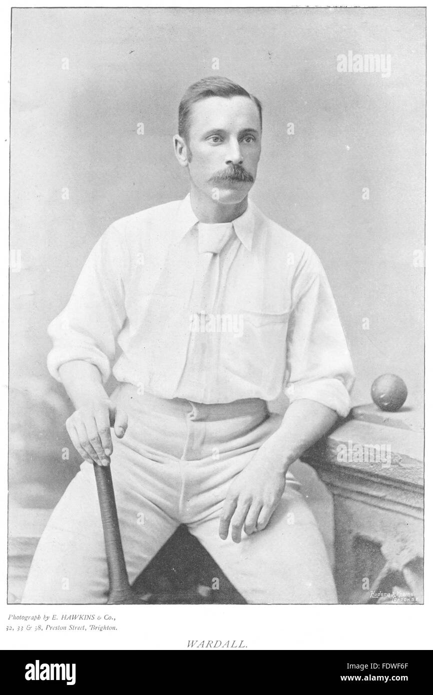 YORKSHIRE CRICKET: WARDALL- Yorkshire- Batsman, antique print 1896 Stock Photo