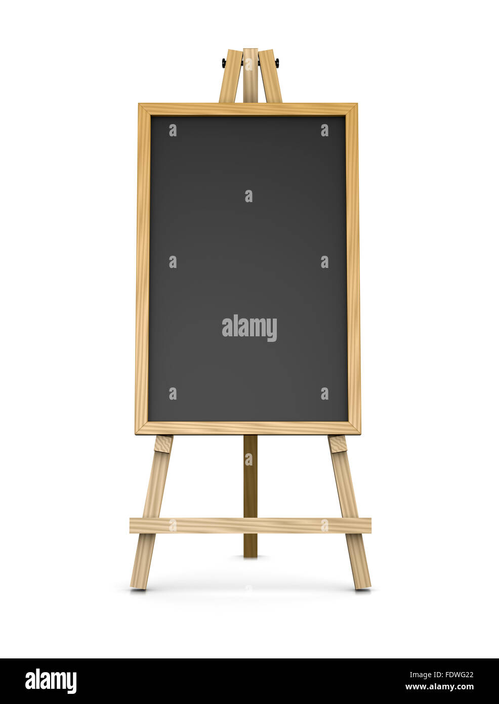 Wooden Easel Supporting a Vertical Blackboard or Chalkboard, Empty