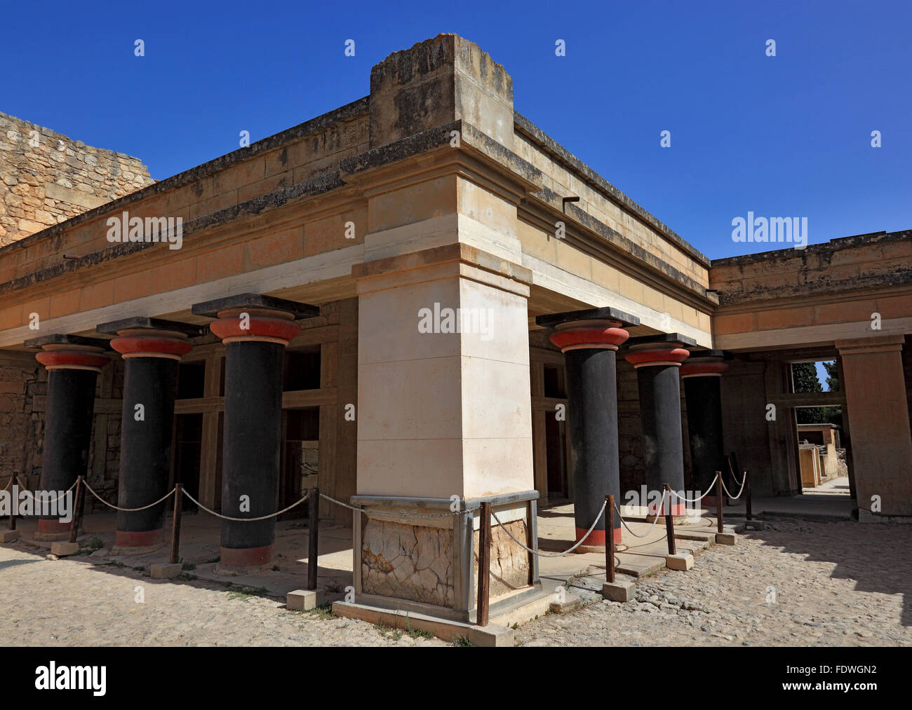 Crete, Knossos, palace complex of the Minoer, The sound of stand-in Axes, hall of the double ax, reconstructions Stock Photo