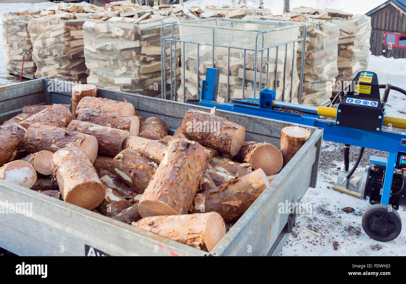 Firewood production Stock Photo