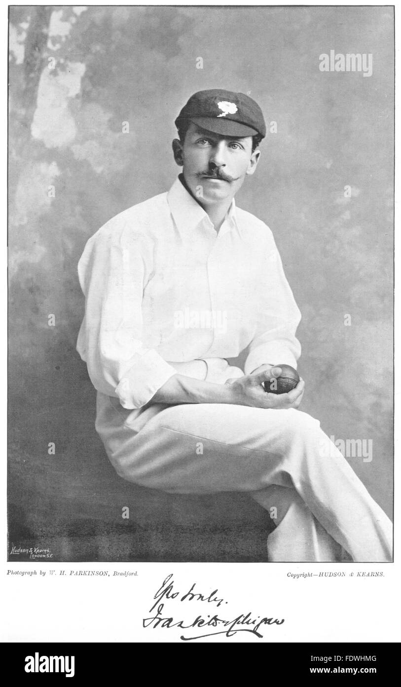 YORKSHIRE CRICKET: FW MILLIGAN- fast bowler, batsman; Eton, antique print 1896 Stock Photo