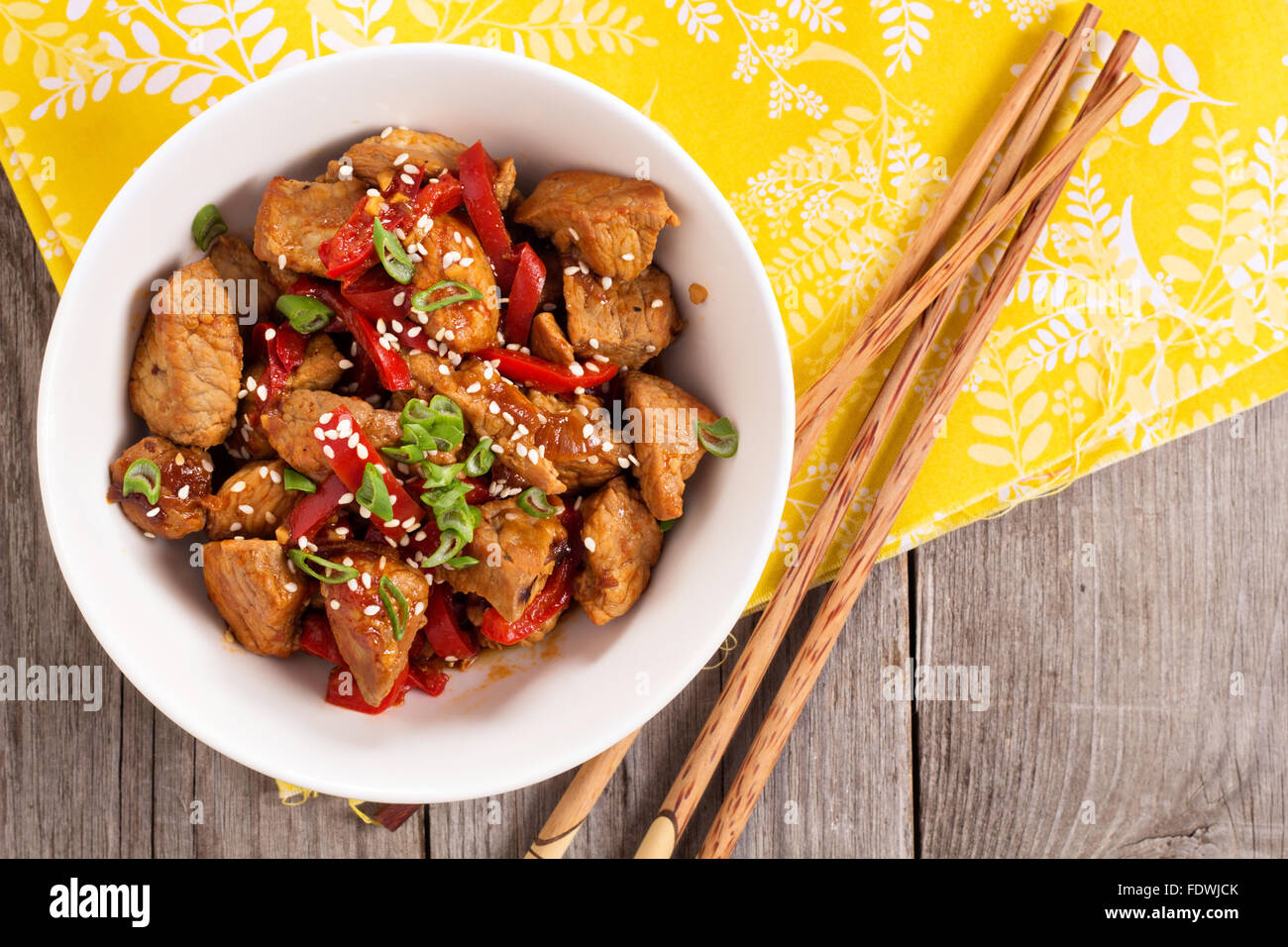 Pork stir fry with vegetables in asian style Stock Photo - Alamy