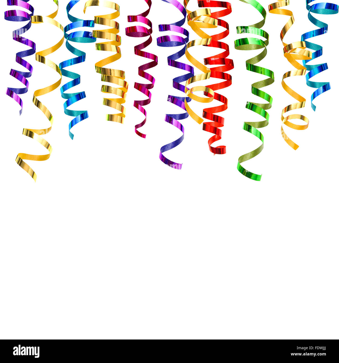 Colorful serpentine streamer on white background. Party decoration