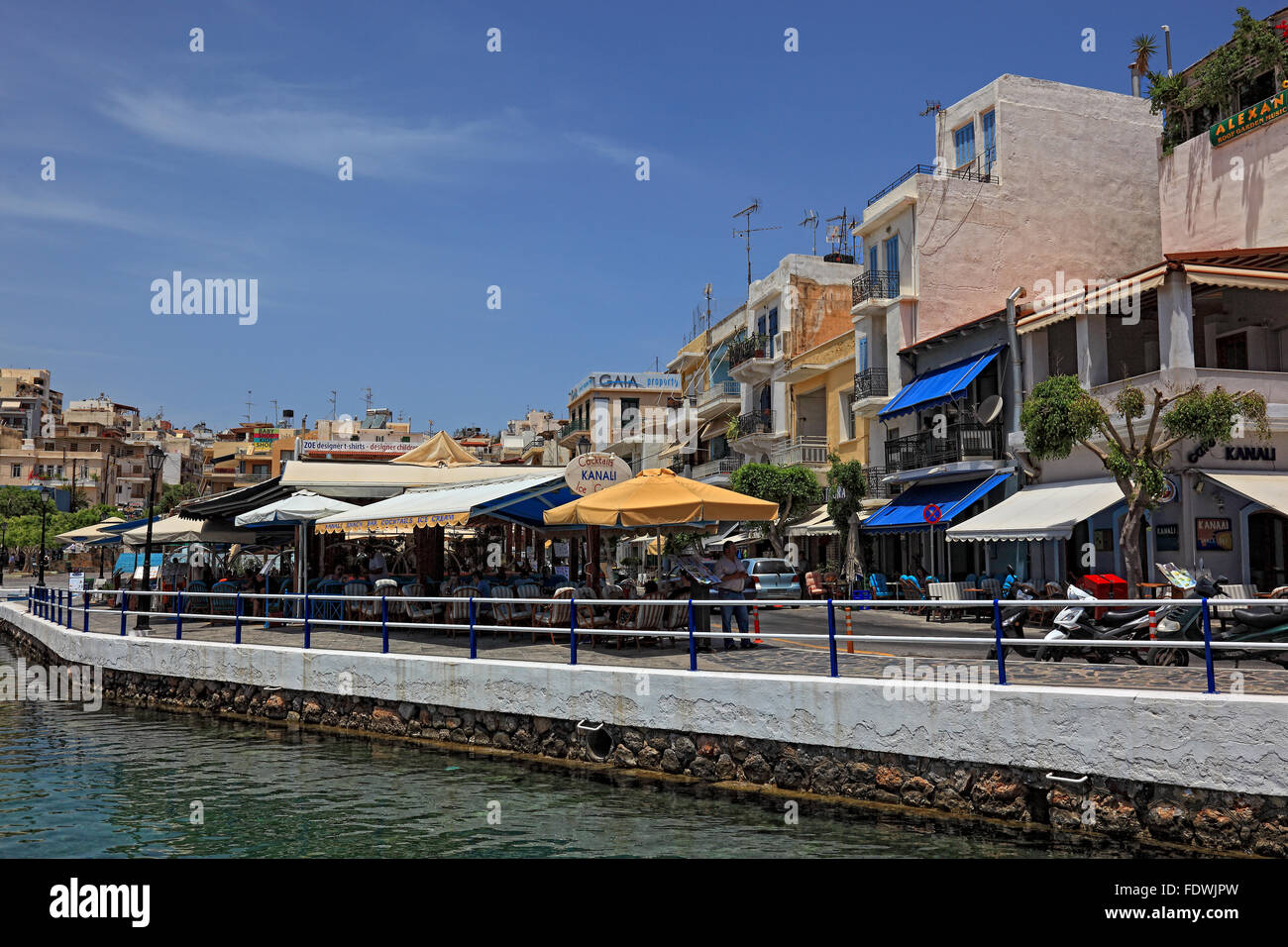 Crete, Agios Nikolaos, city centre in the Voulismeni lake Stock Photo