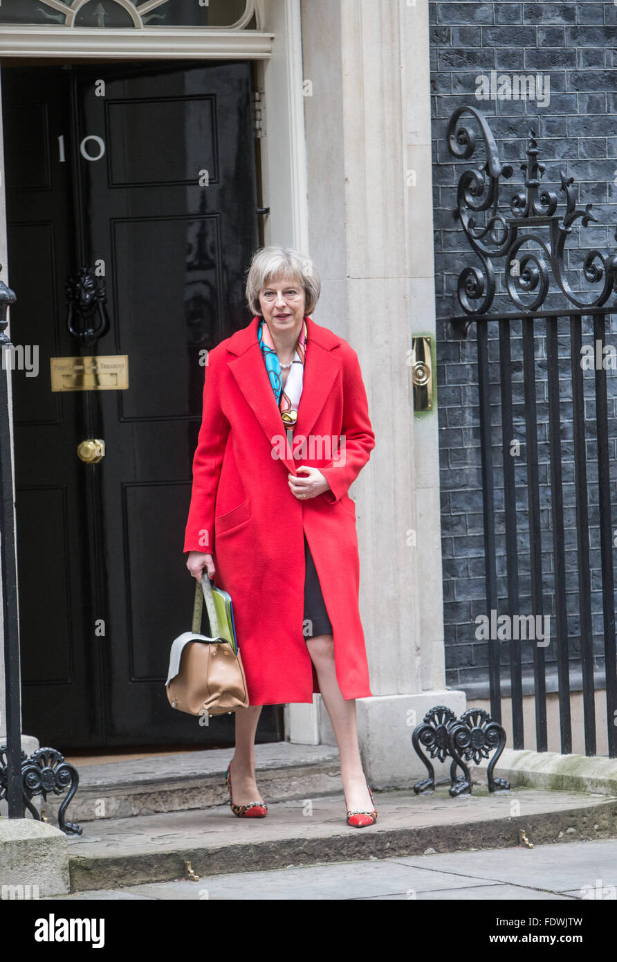 Theresa May,Home secretary, arrives at 10 Downing Street for a cabinet meeting Stock Photo