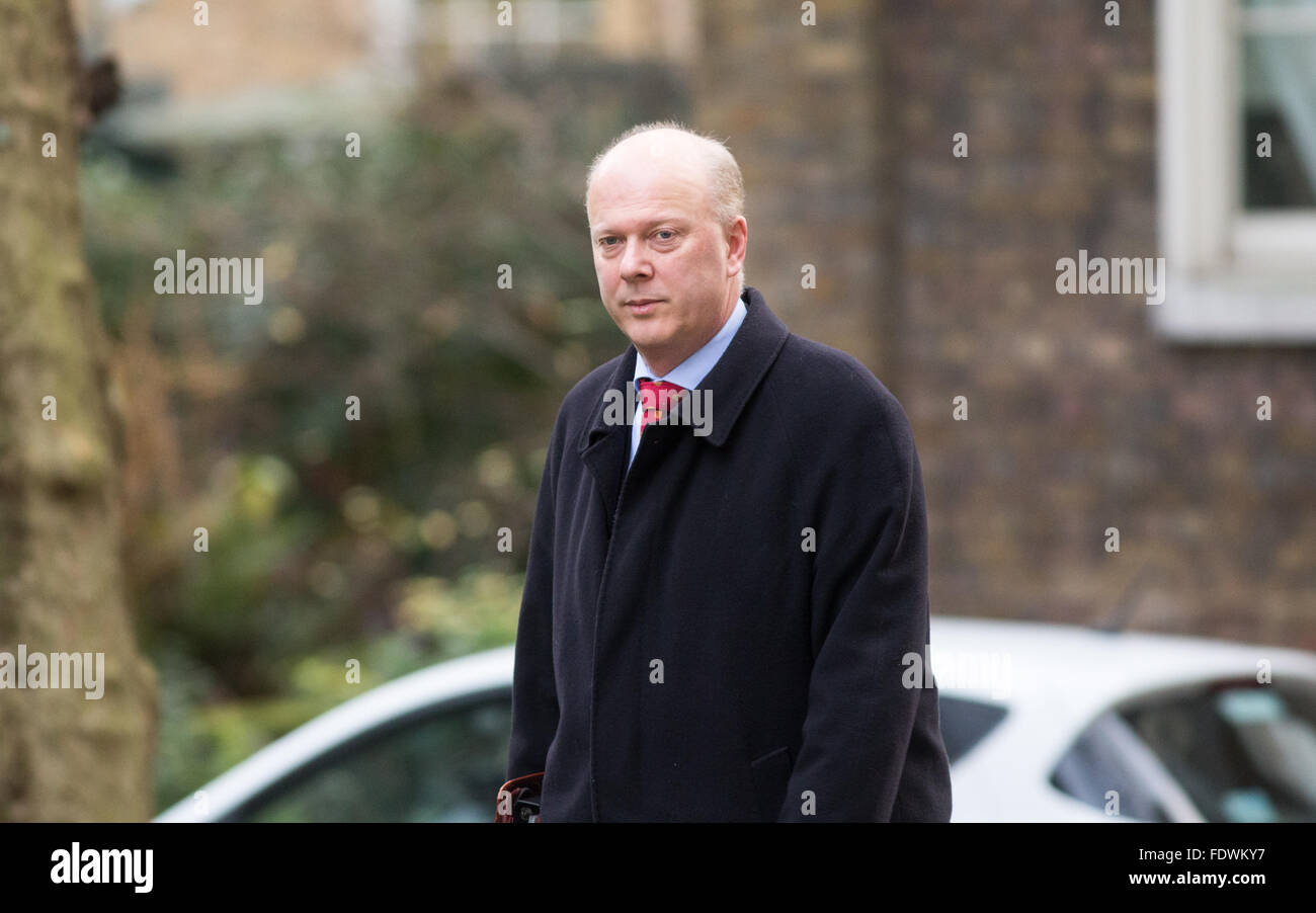 Chris Grayling,Leader of the House of Commons and the Lord President of the Council, at 10 Downing street for a cabinet meeting Stock Photo