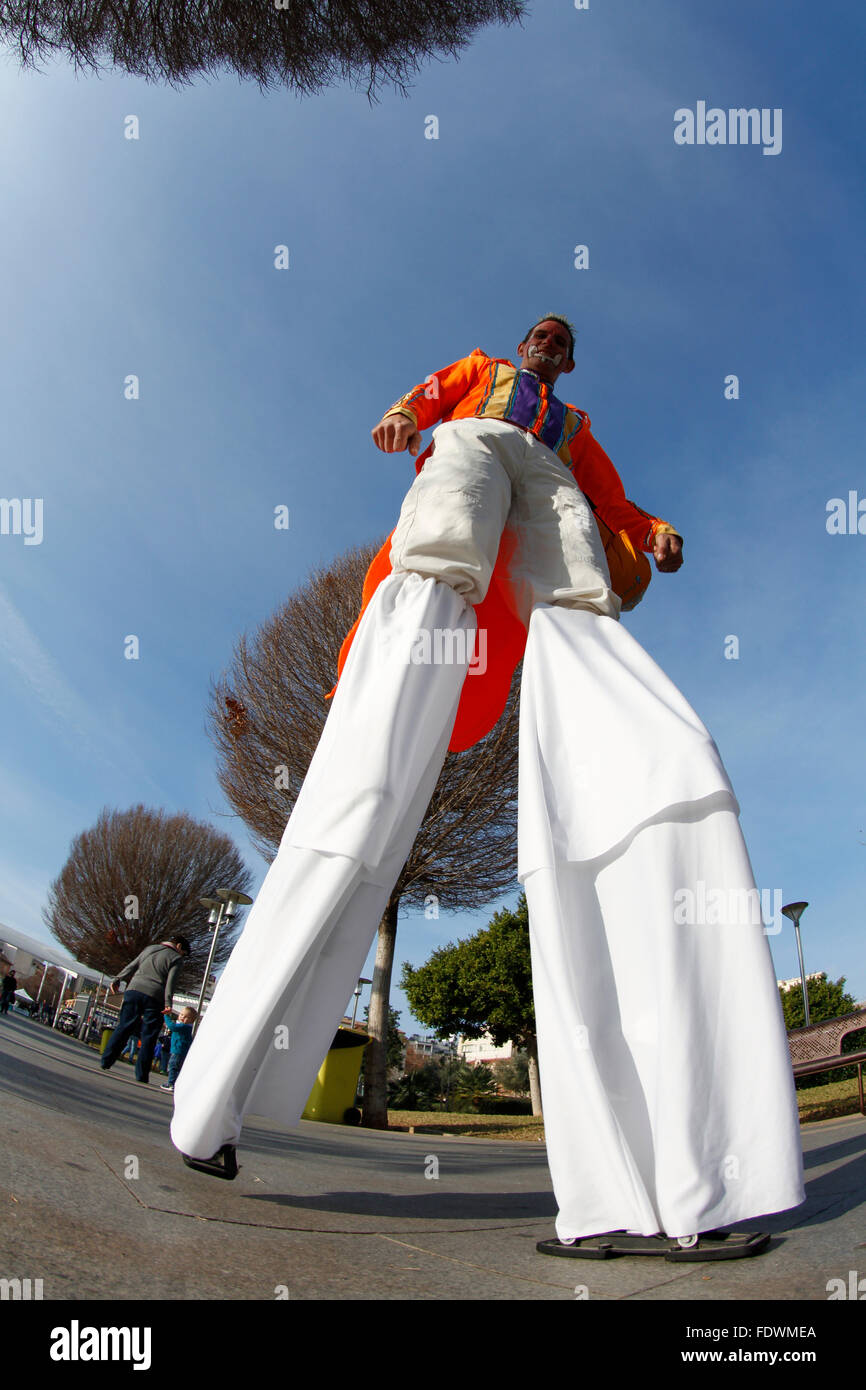 Circus clown with stilts hires stock photography and images Alamy