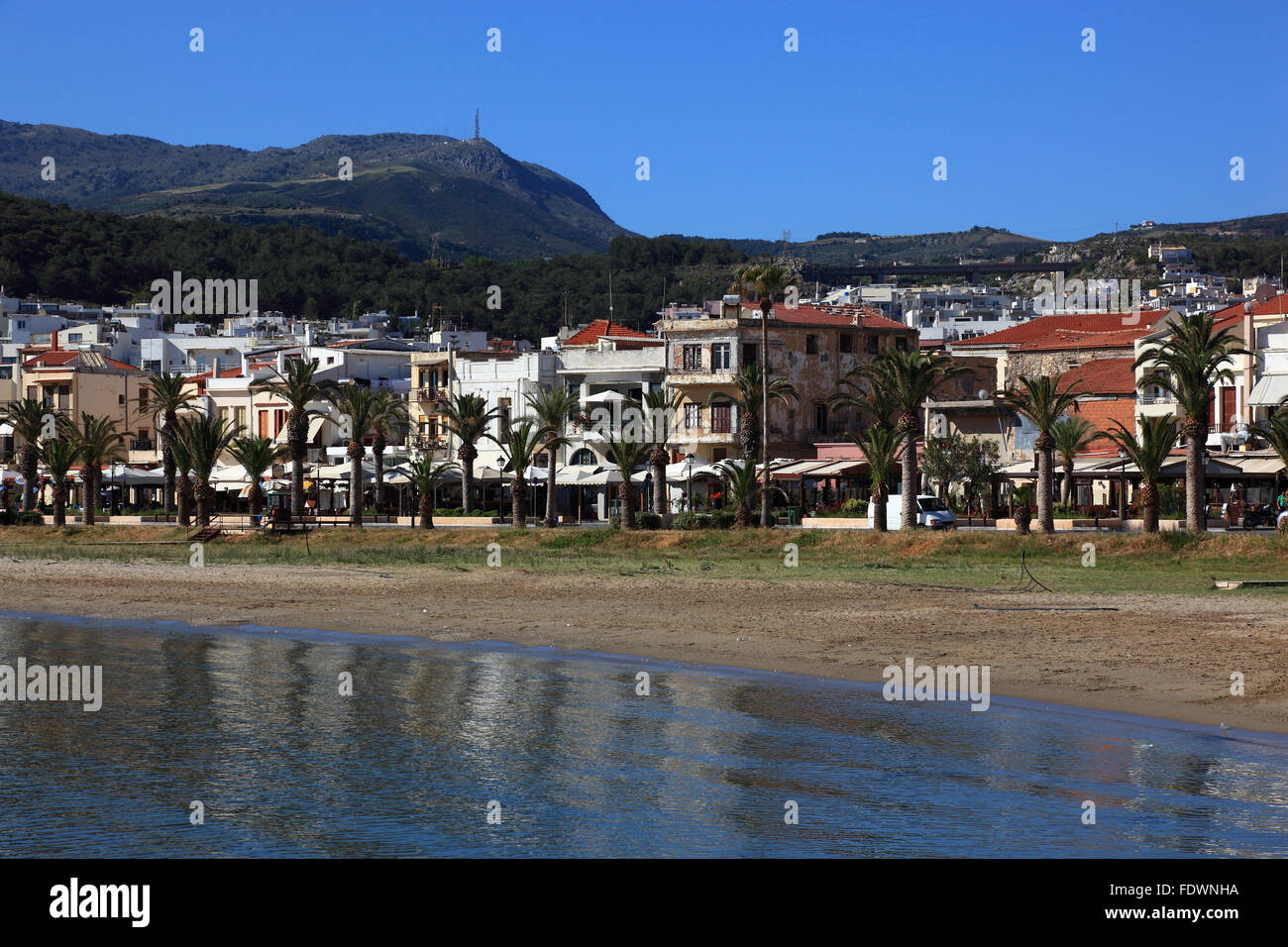 Crete, the town beach of the port Rethymno Stock Photo