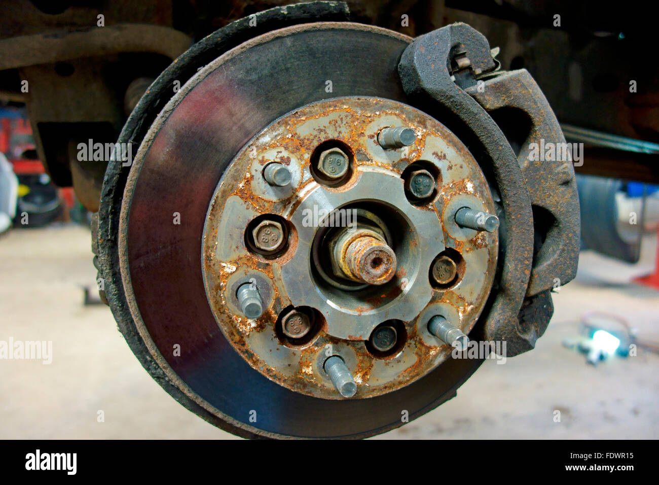 Rusty front disc brakes on a GMC Canyon truck Stock Photo