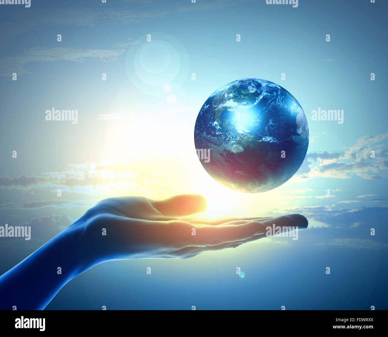 Image Of Hand Holding Earth Planet Stock Photo   Image Of House, Earth