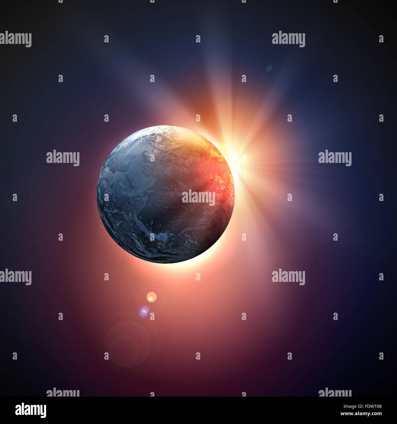 Image of earth planet in space against illustration background Stock ...