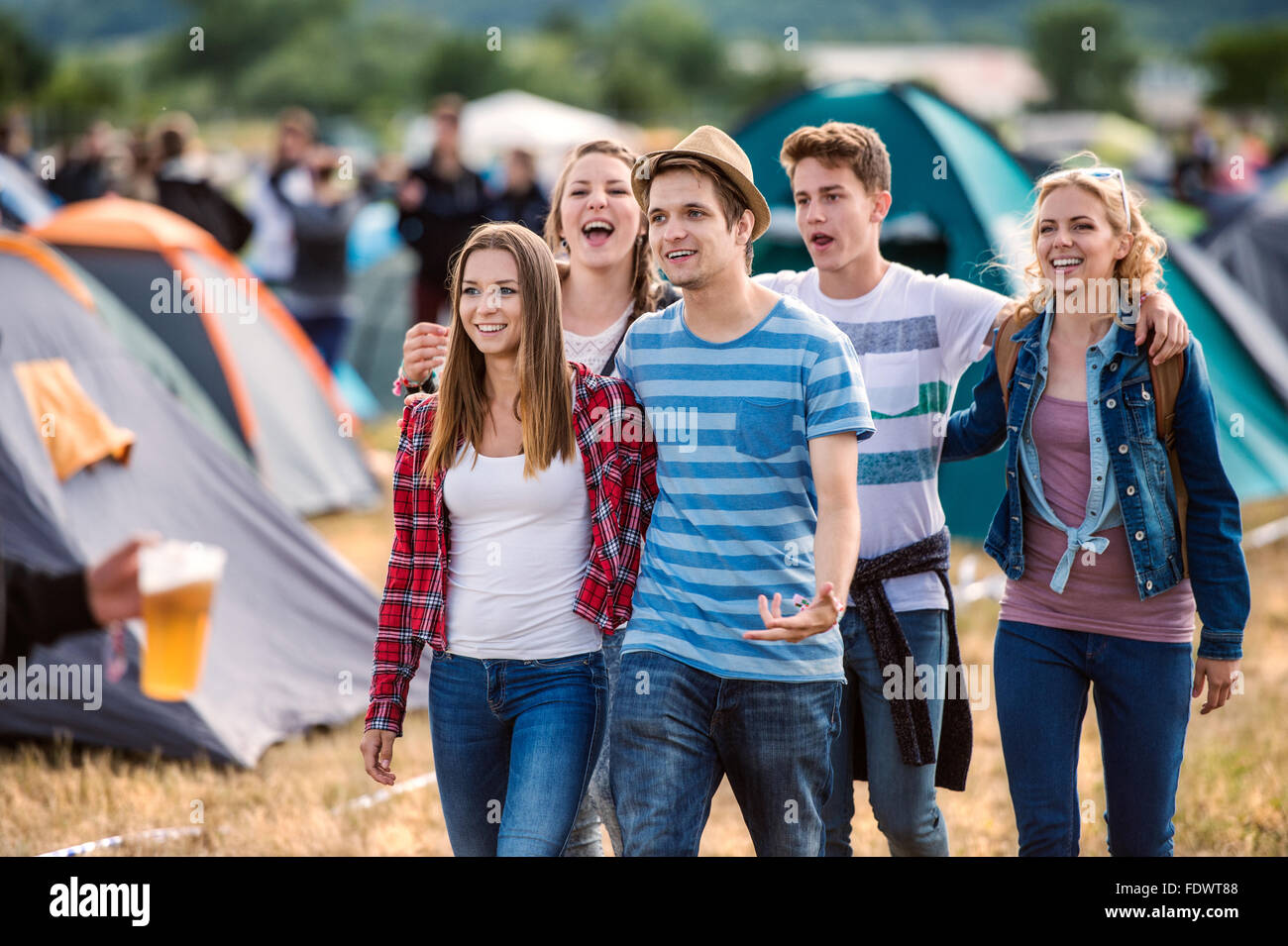 Teens at summer festival Stock Photo