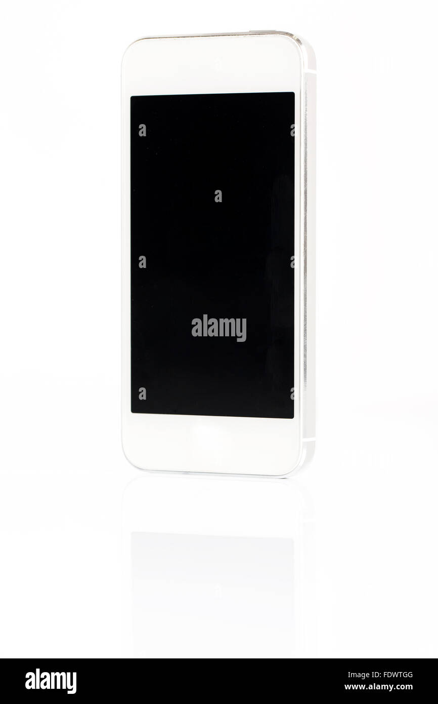 White Smart Phone Isolated on White Background Stock Photo - Alamy
