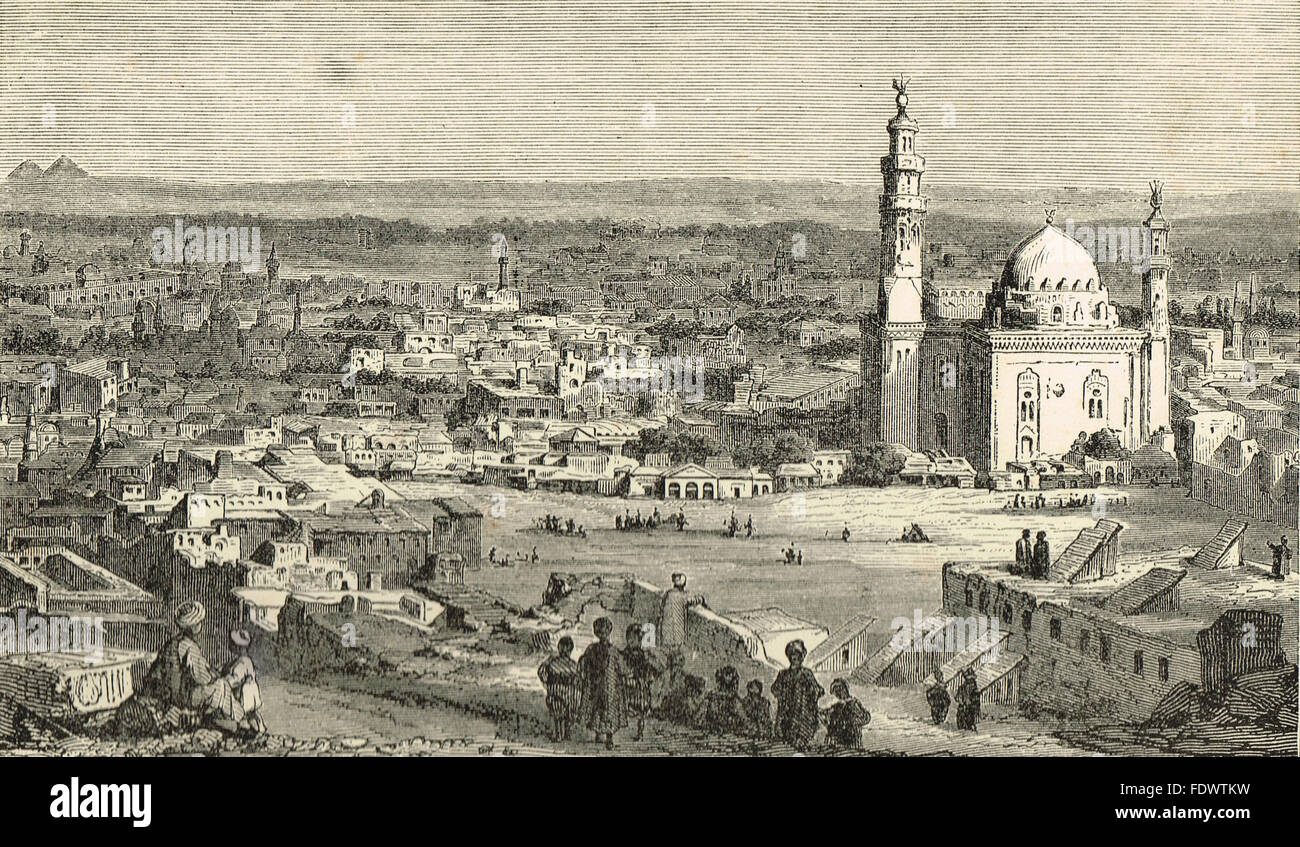 Engraving of Capital City Cairo 1881 Stock Photo