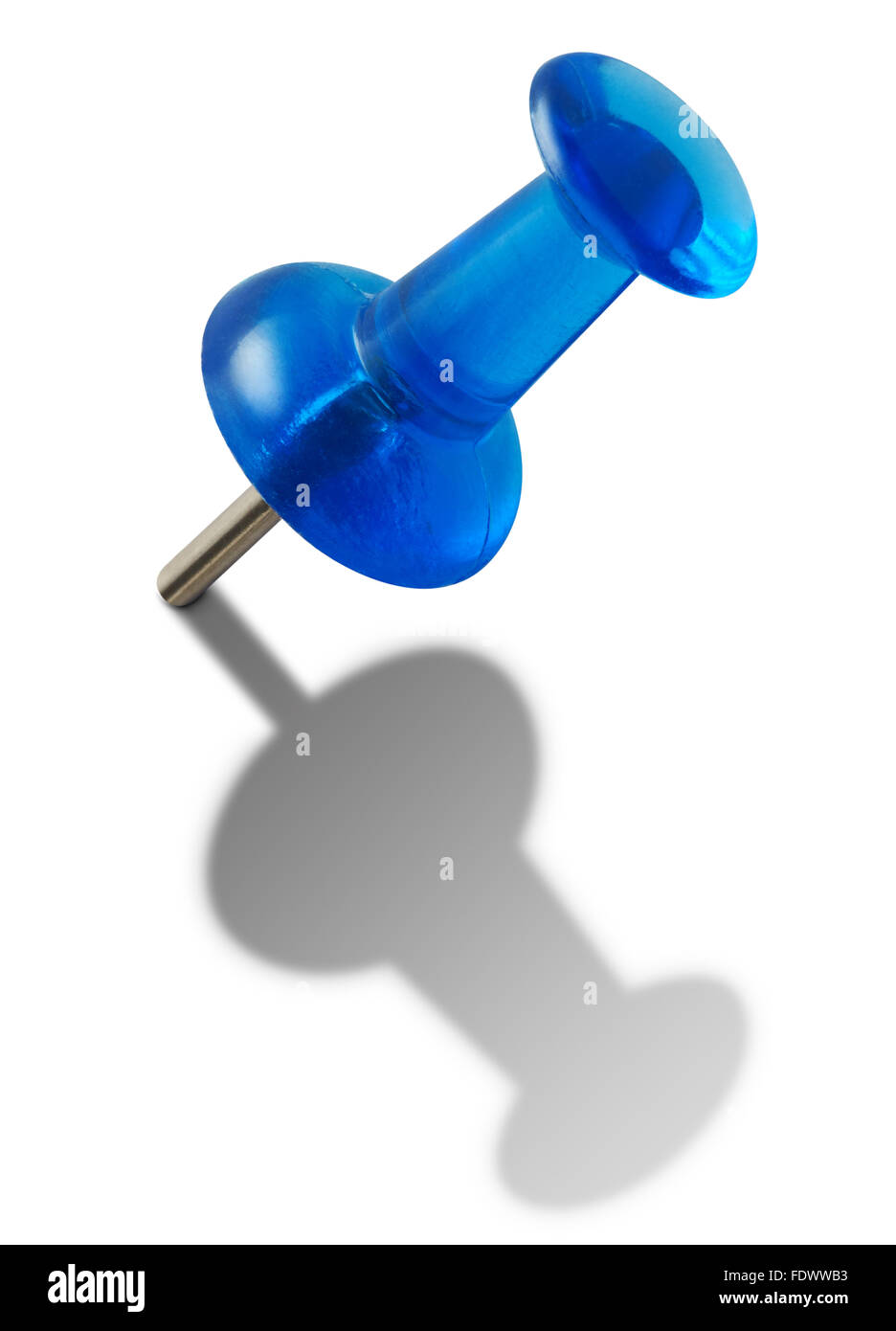 Blue push-pin isolated on the white background, clipping path included. Stock Photo