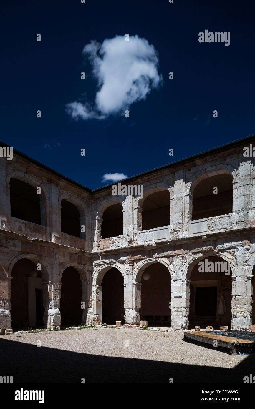 Medinaceli, Spain, the courtyard of the Palace of the Dukes of Medinaceli Stock Photo