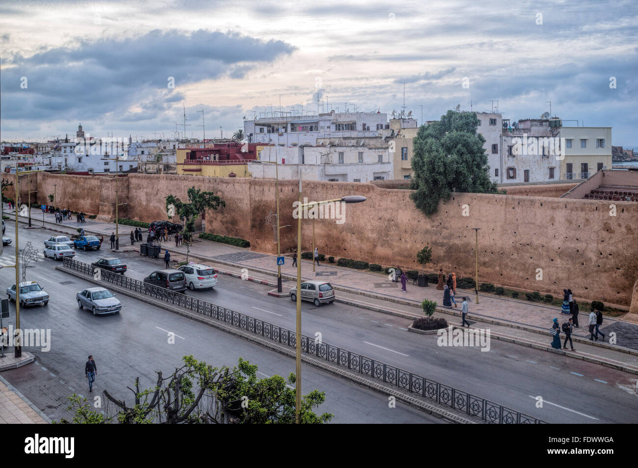 Rabat, Morocco, parts of the city walls along the Avenue Hassan II Stock Photo