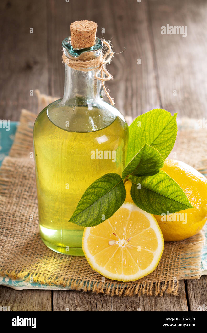 Homemade lemon liquor Limoncello in small shots Stock Photo Alamy