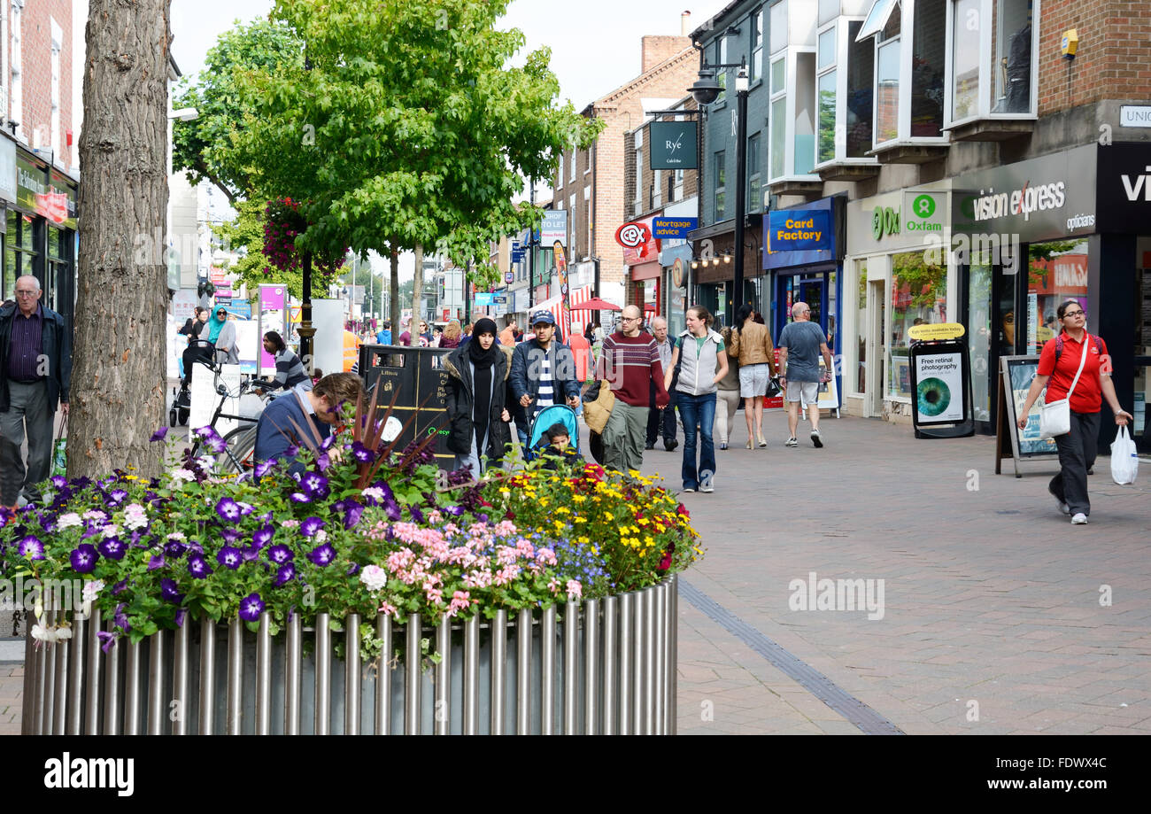 Pedestrian area, High Road, Beeston. Nottingham, England. Stock Photo