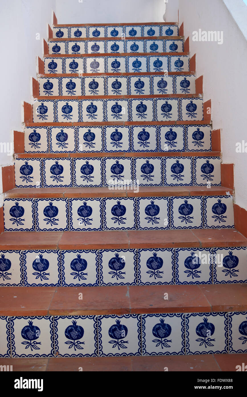 Ceramic Tiles in Nerja , a sleepy Spanish Holiday resort on the Costa Del Sol  near Malaga, Andalucia, Spain, Stock Photo