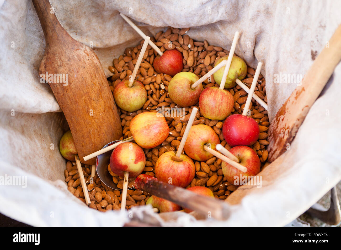 Candy apples waiting to be prepared Stock Photo