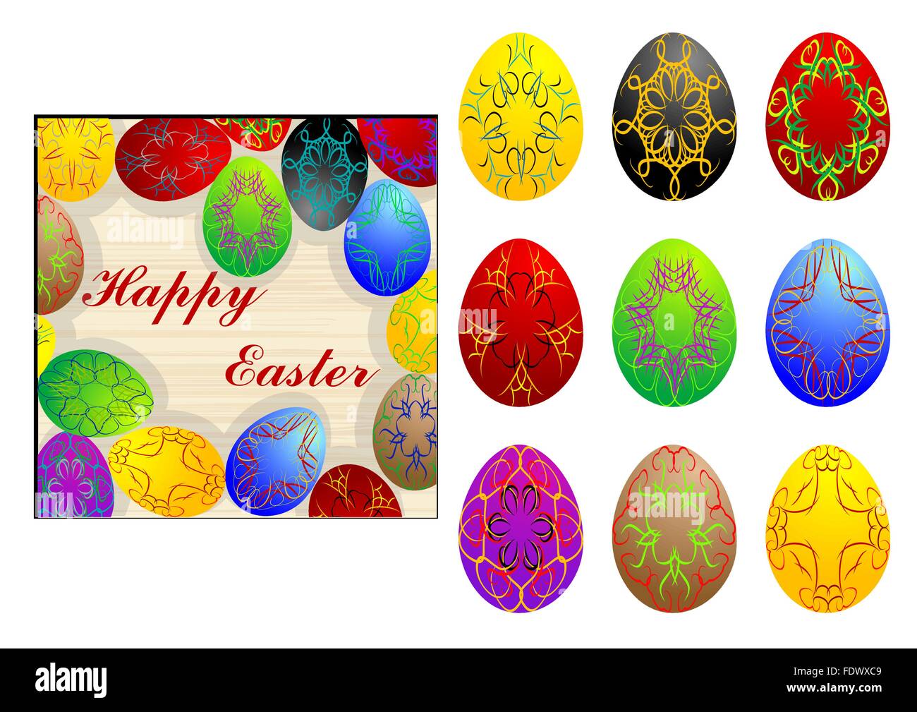 set of easter eggs isolated on white background Stock Vector Image ...