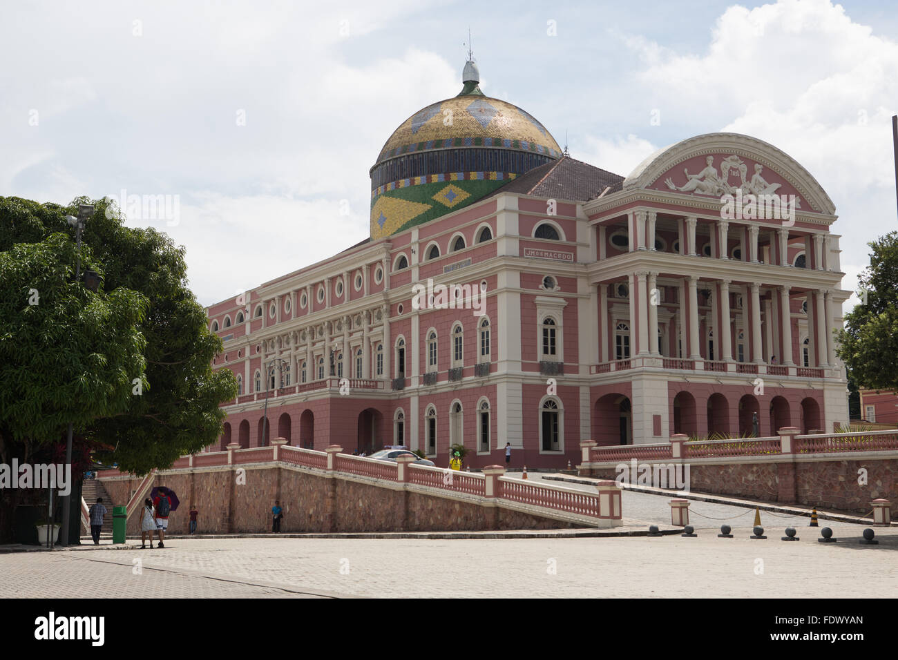 The lateral side of the Amazon theater in Manaus, Amazonas Stock Photo
