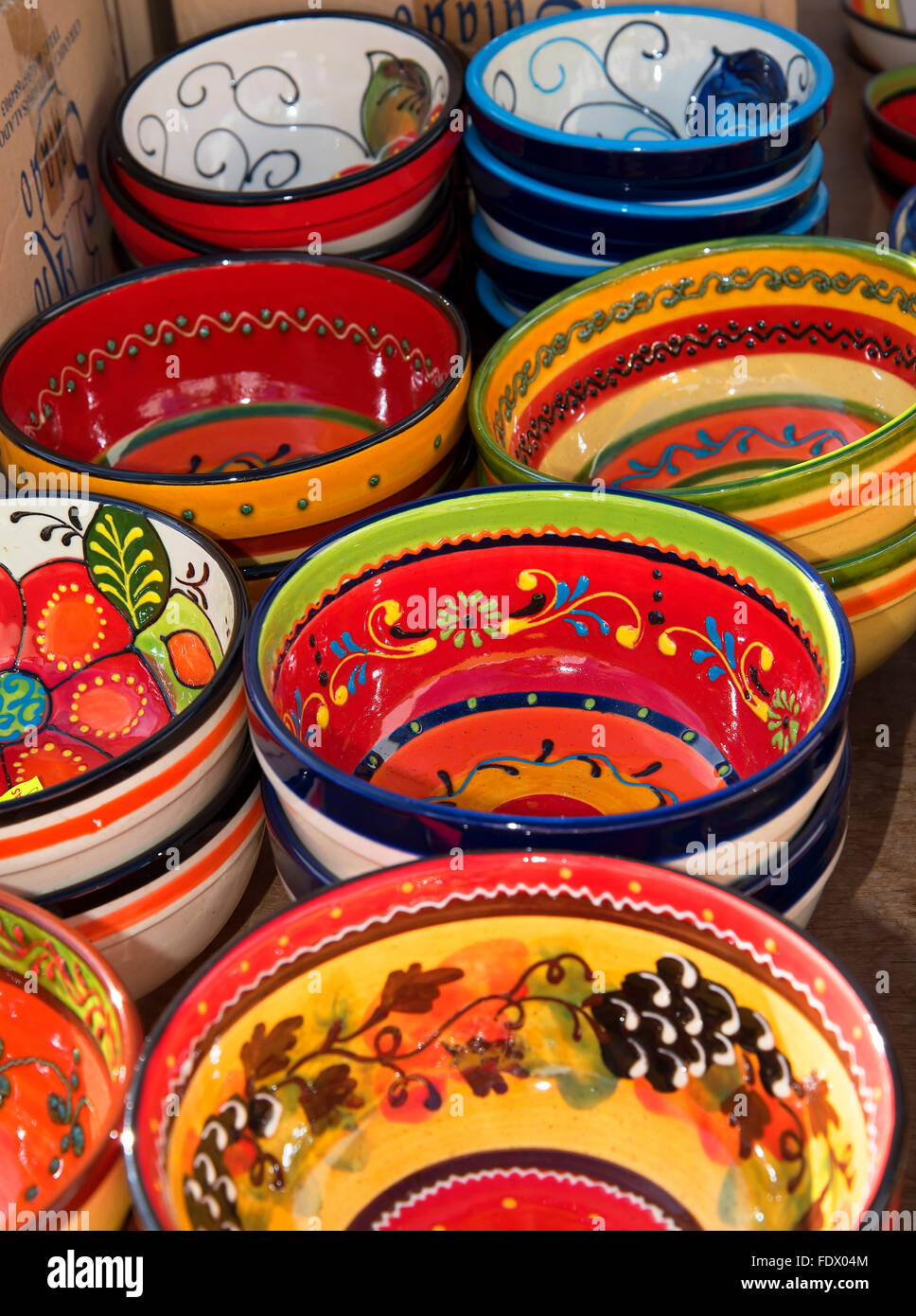 Pottery on market in Frigiliana one of the most beautiful 'white' villages  of the Southern Spain area called Andalucia Stock Photo - Alamy
