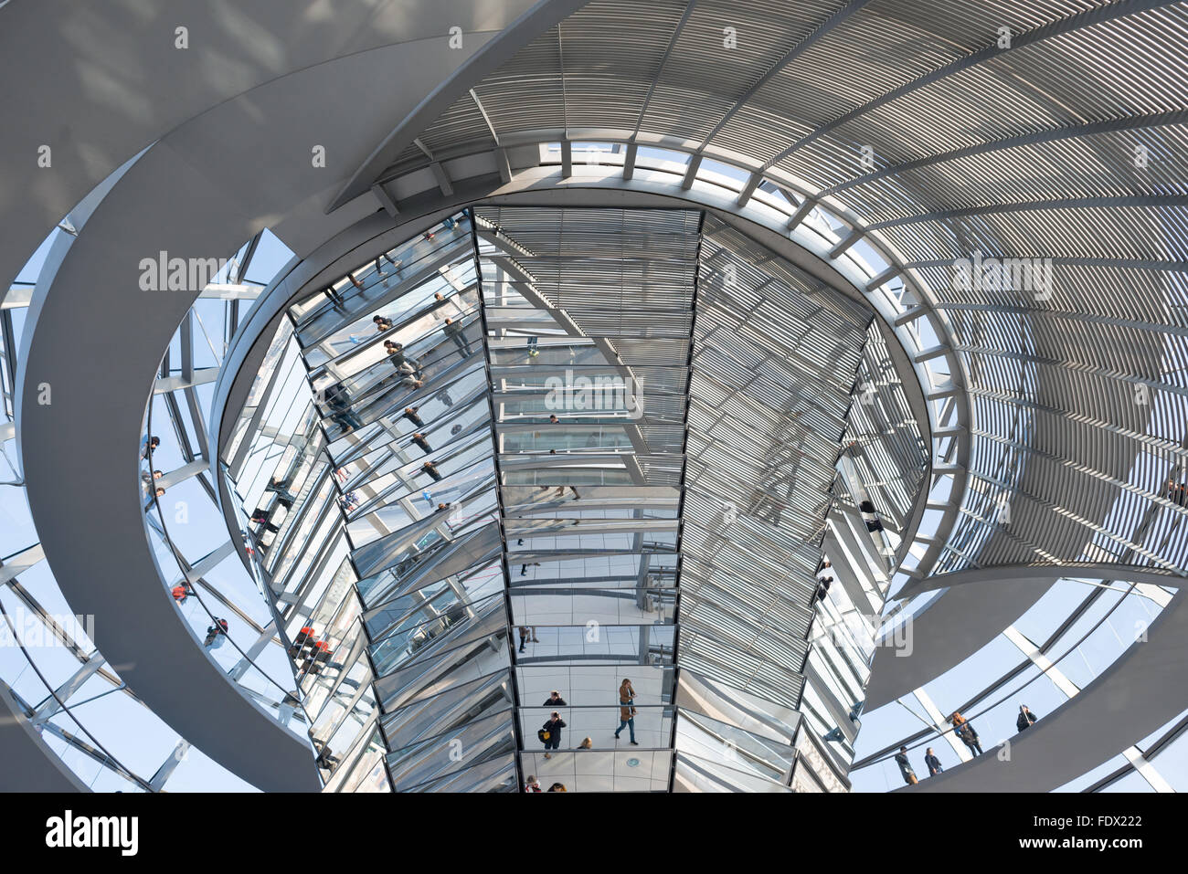 Berlin, Germany, reflections in the Reichstag dome Stock Photo
