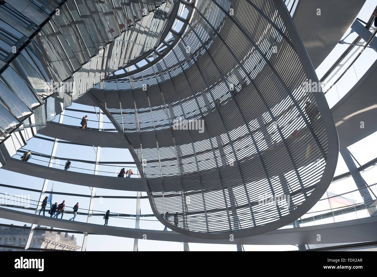 Berlin, Germany, reflections in the Reichstag dome Stock Photo