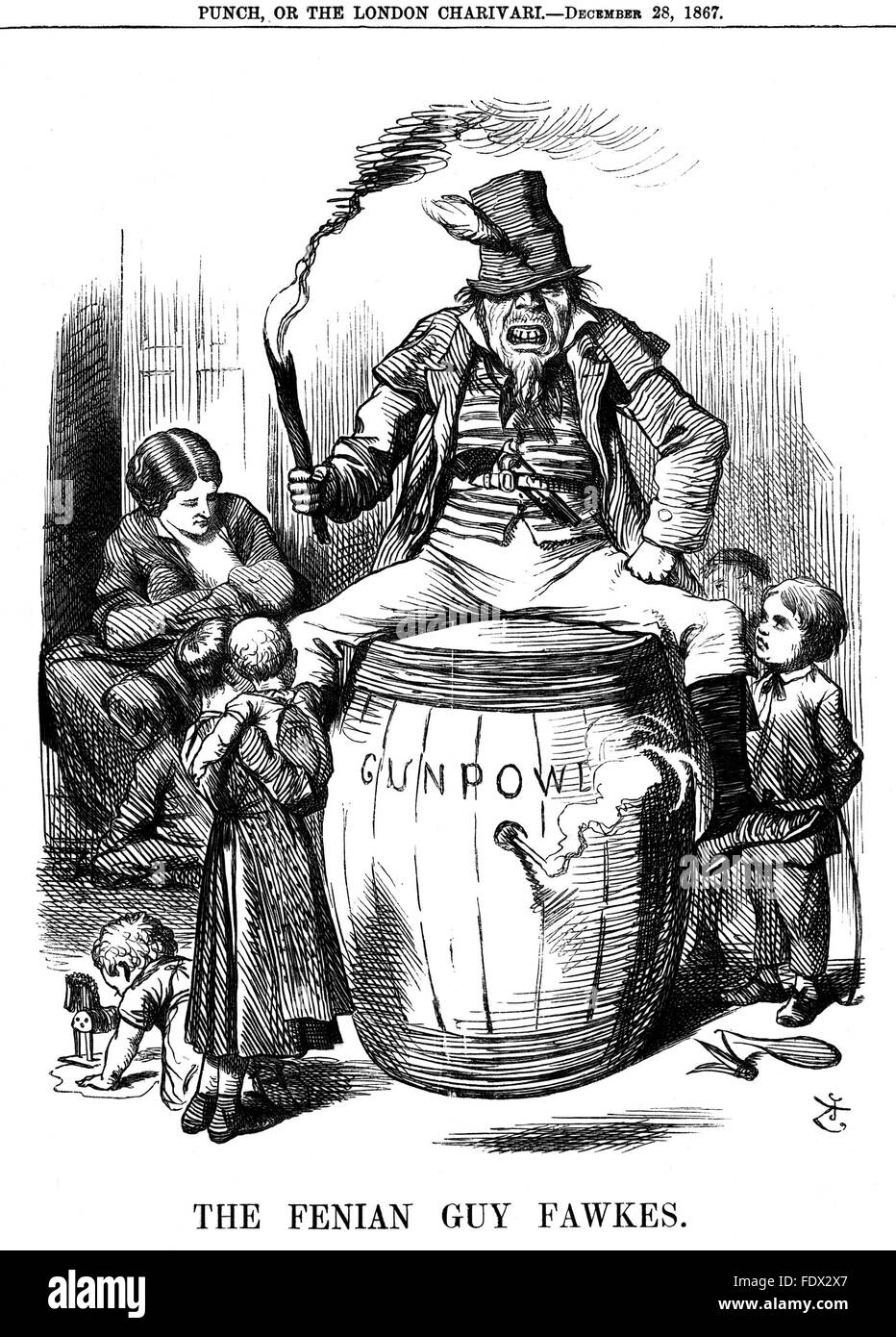 FENIAN GUY FAWKES cartoon from by John Tenniel published in Punch 28 December 1867 Stock Photo
