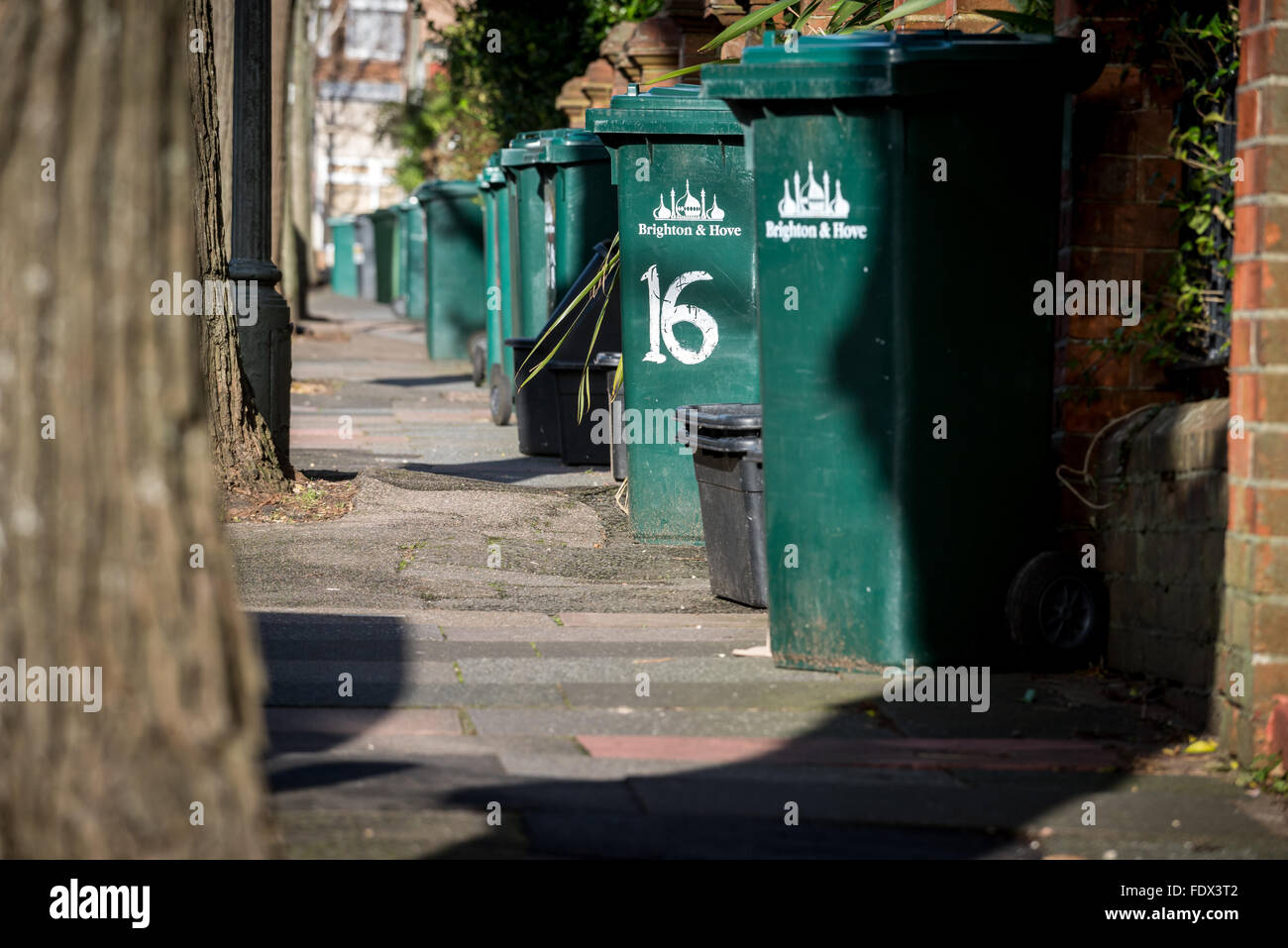 Street rubbish bin collection in Brighton Stock Photo Alamy