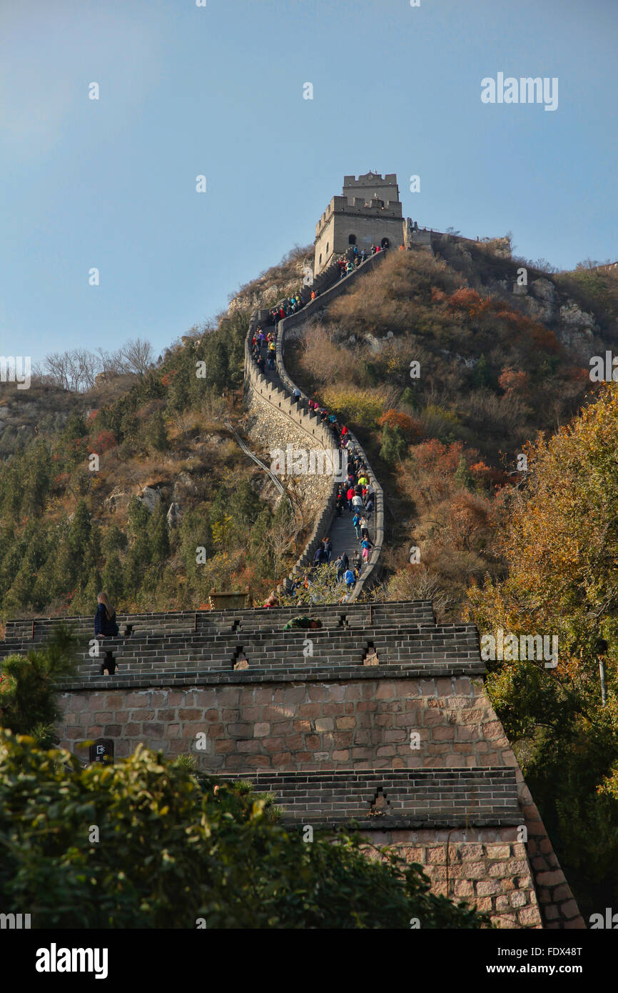The Great Wall of China at the Juyongguan Pass, Chine a Herritage Site Cultural Anthopology Stock Photo