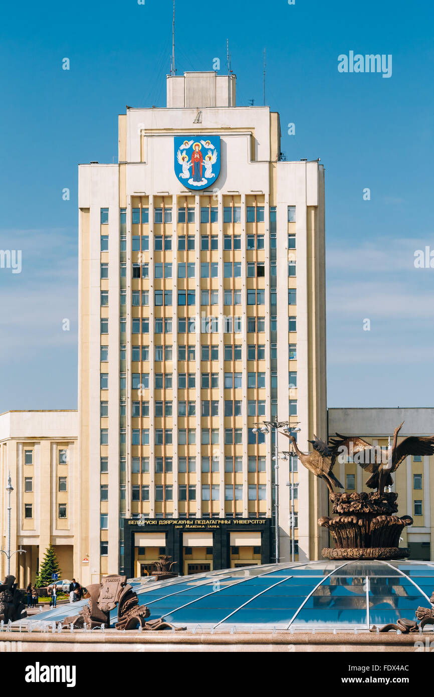 The building of the Maxim Tank Belarusian State Pedagogical University. It specialises in teacher training for primary and secon Stock Photo