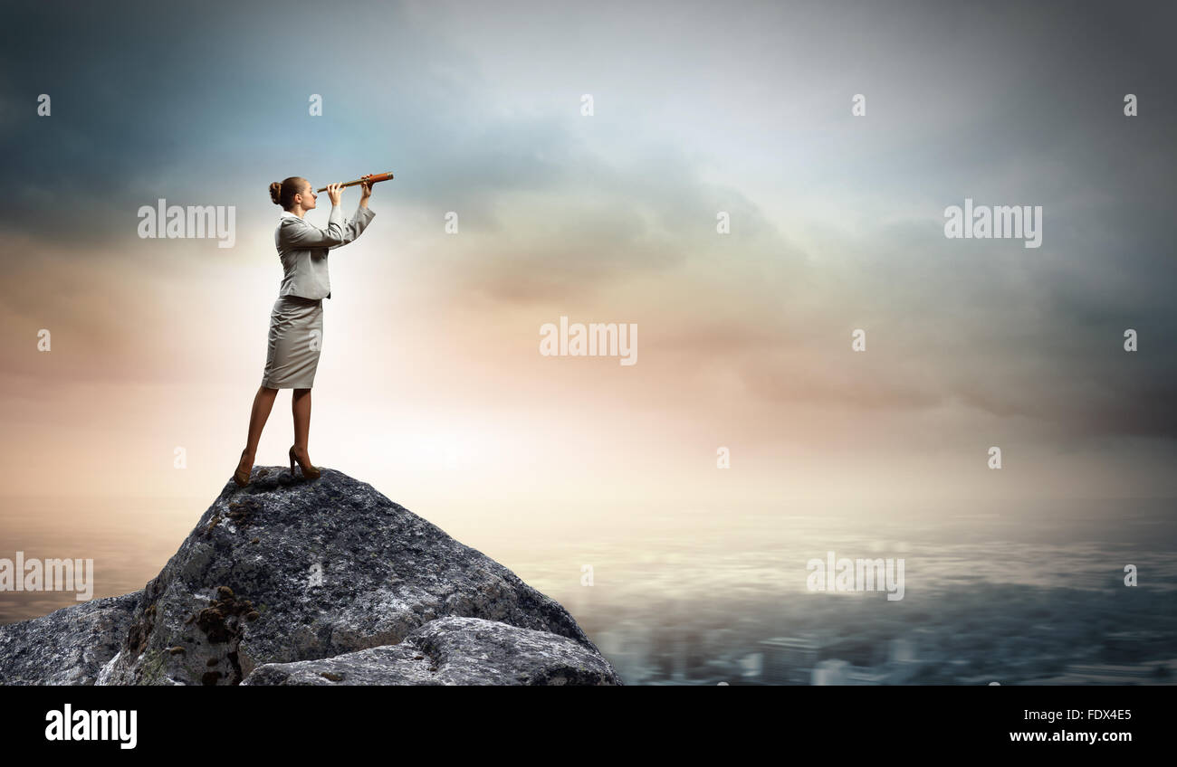 Image business woman standing atop hi-res stock photography and images ...