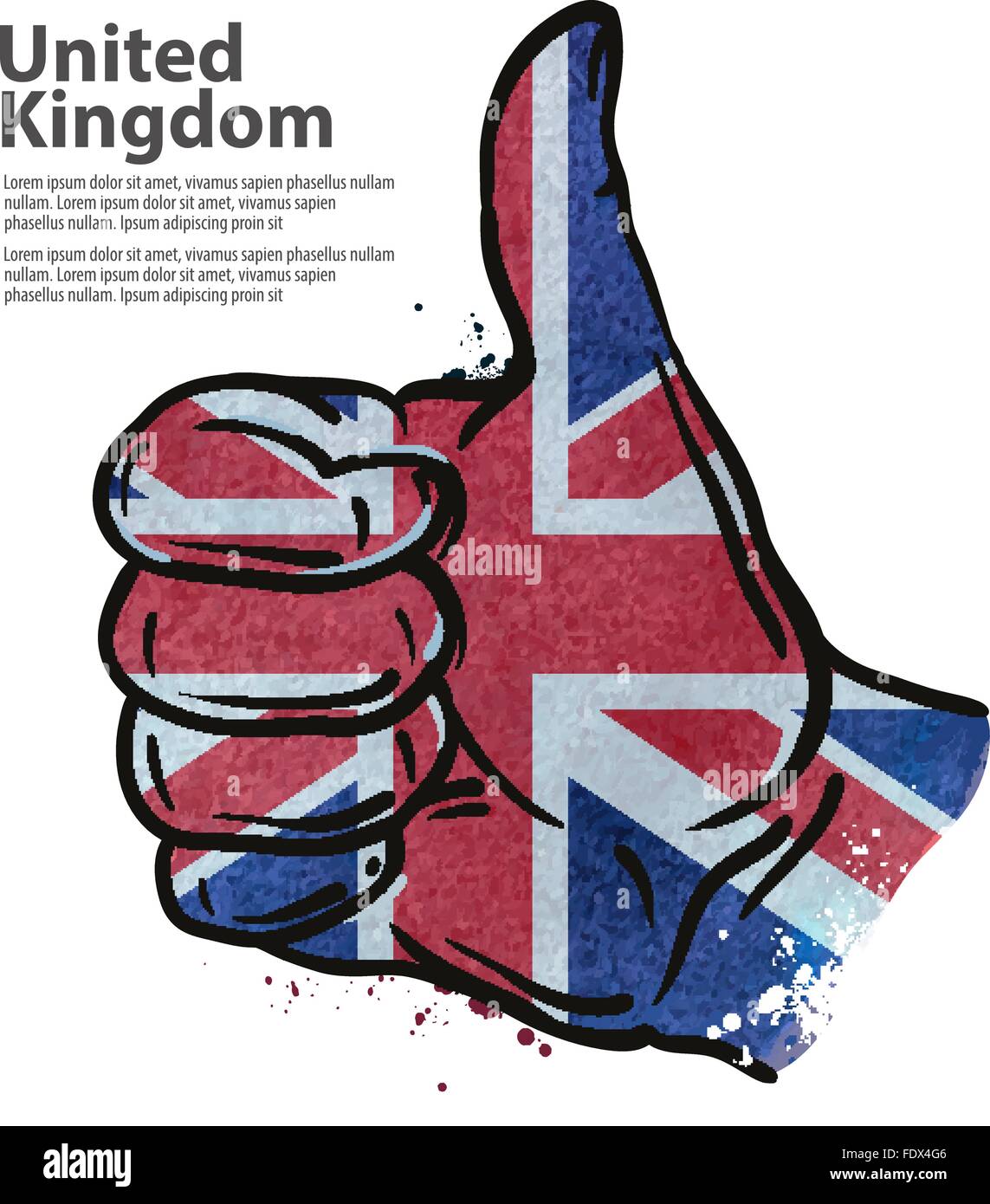 hand gesture thumb up. flag of England. vector illustration Stock Vector