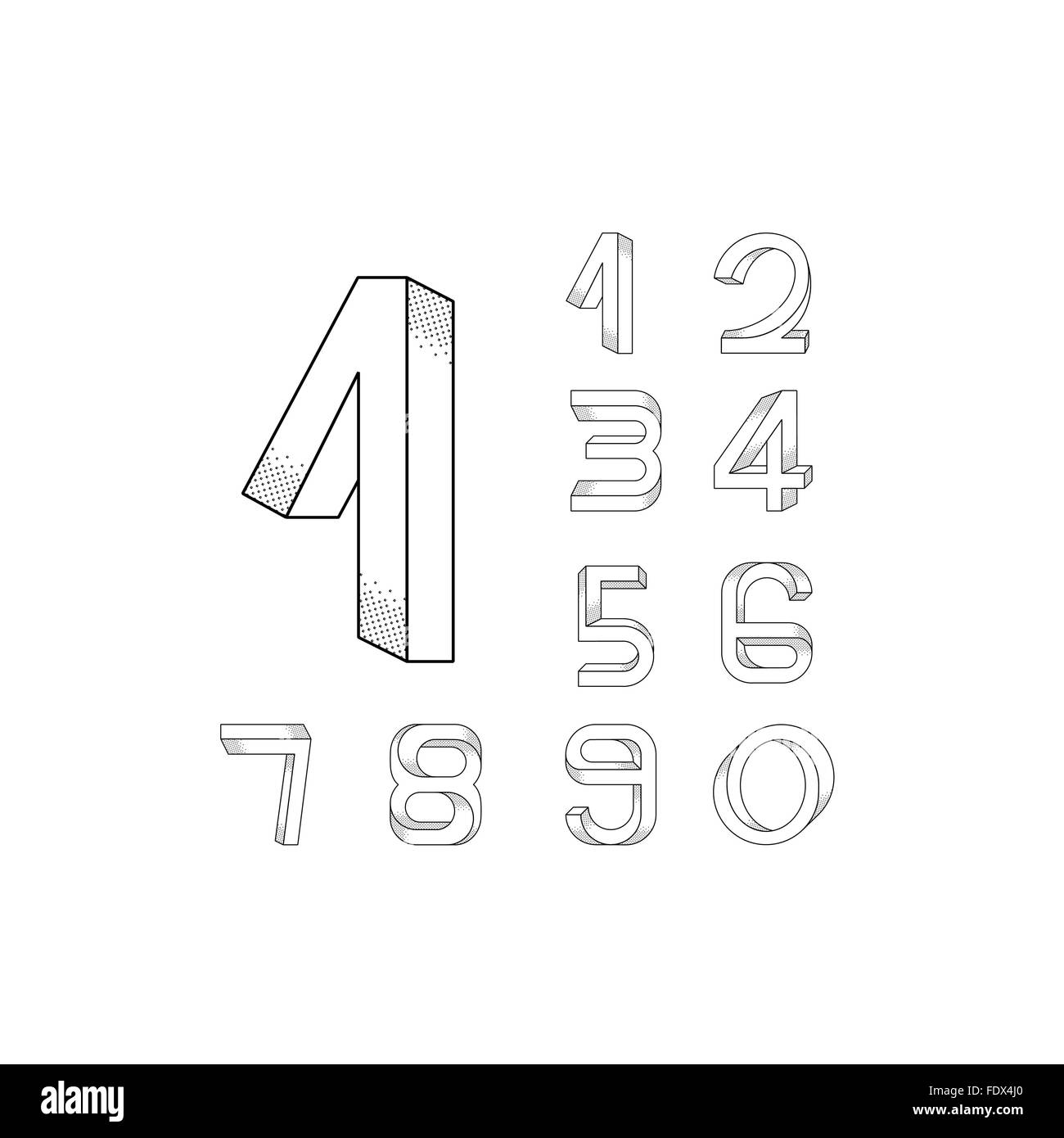 Impossible numerals set from 0 to 9 with big initial 1 Stock Vector ...