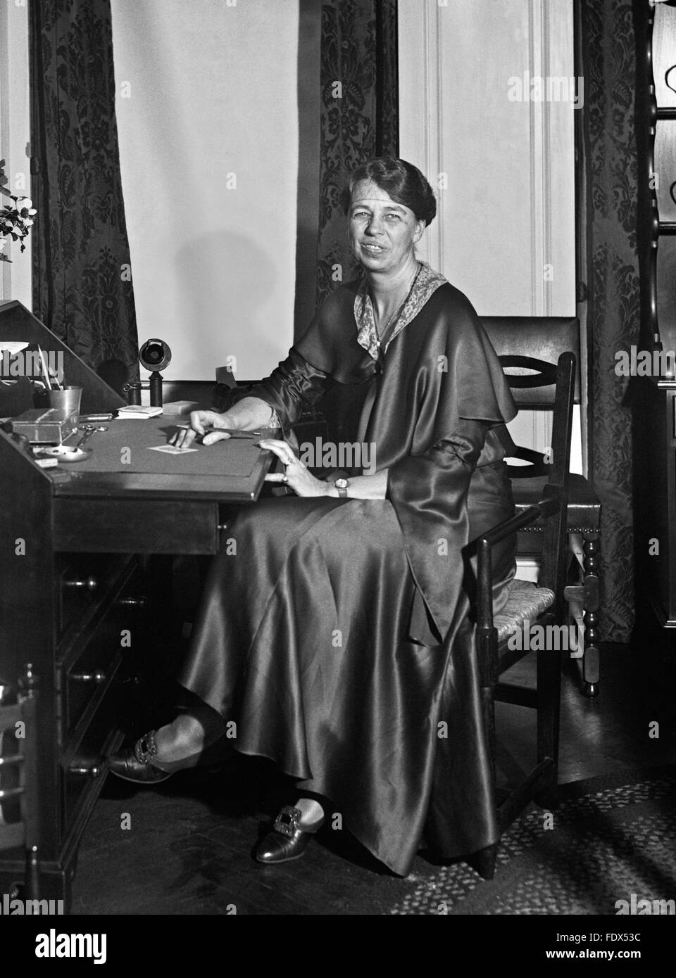 Eleanor Roosevelt (1884-1962), wife of Franklin D Roosevelt, the 32nd President of the USA. Portrait by Harris & Ewing, c.1932 Stock Photo
