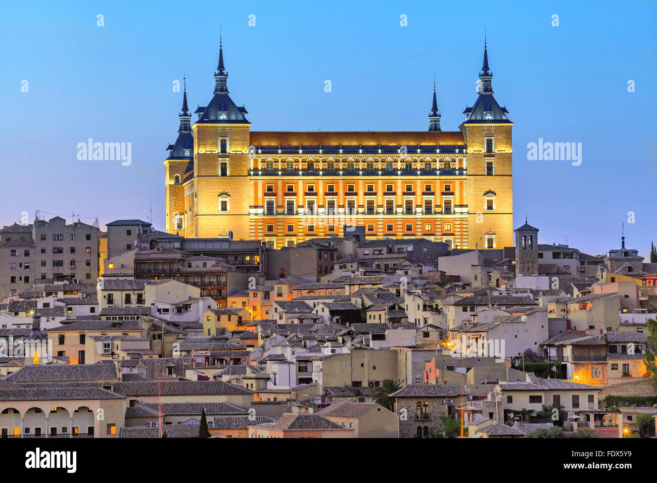 The Alcazar of Toledo - is a stone fortification located in the highest point of Toledo, Castile - La Mancha, Spain Stock Photo