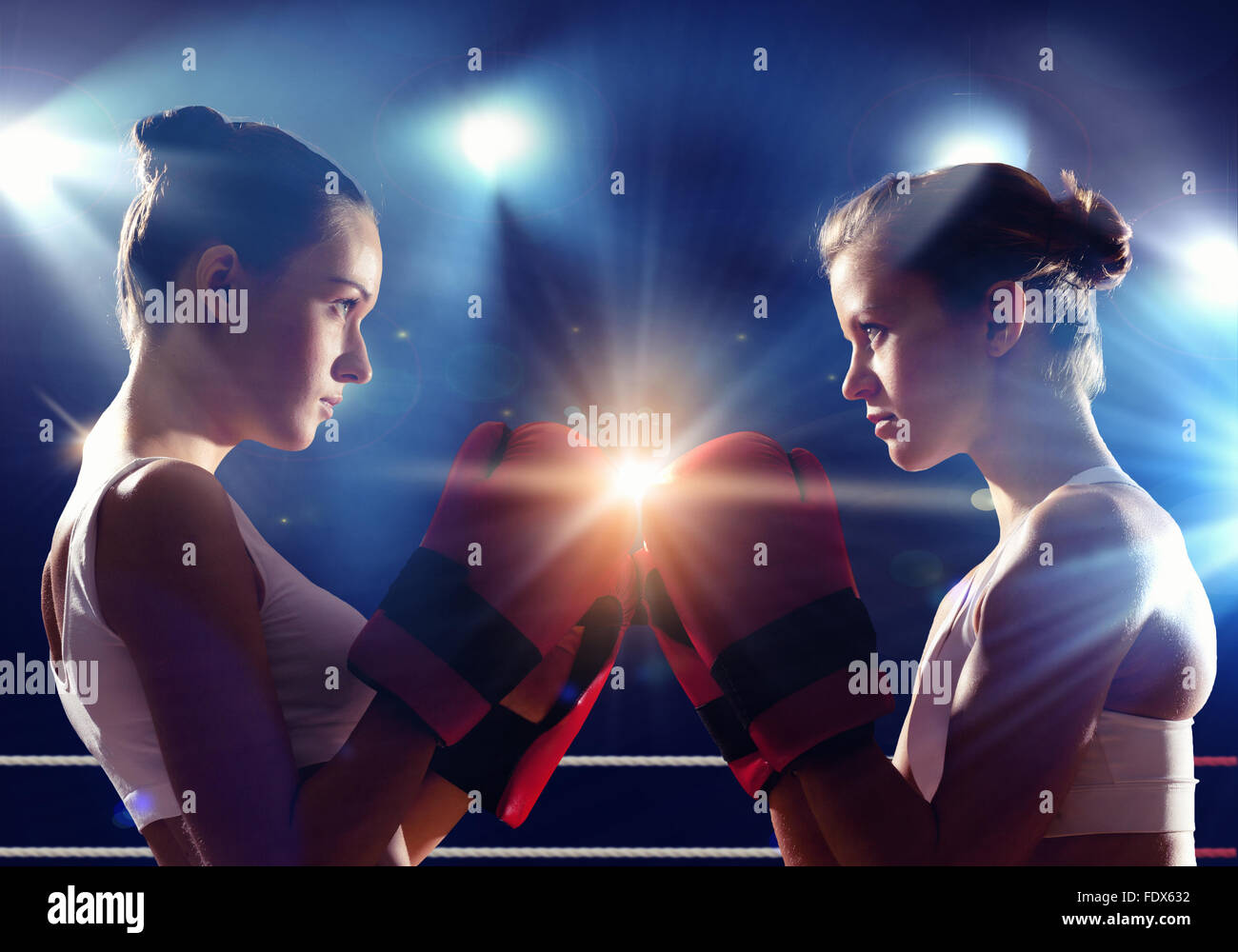 Two women boxing in ring hires stock photography and images Alamy