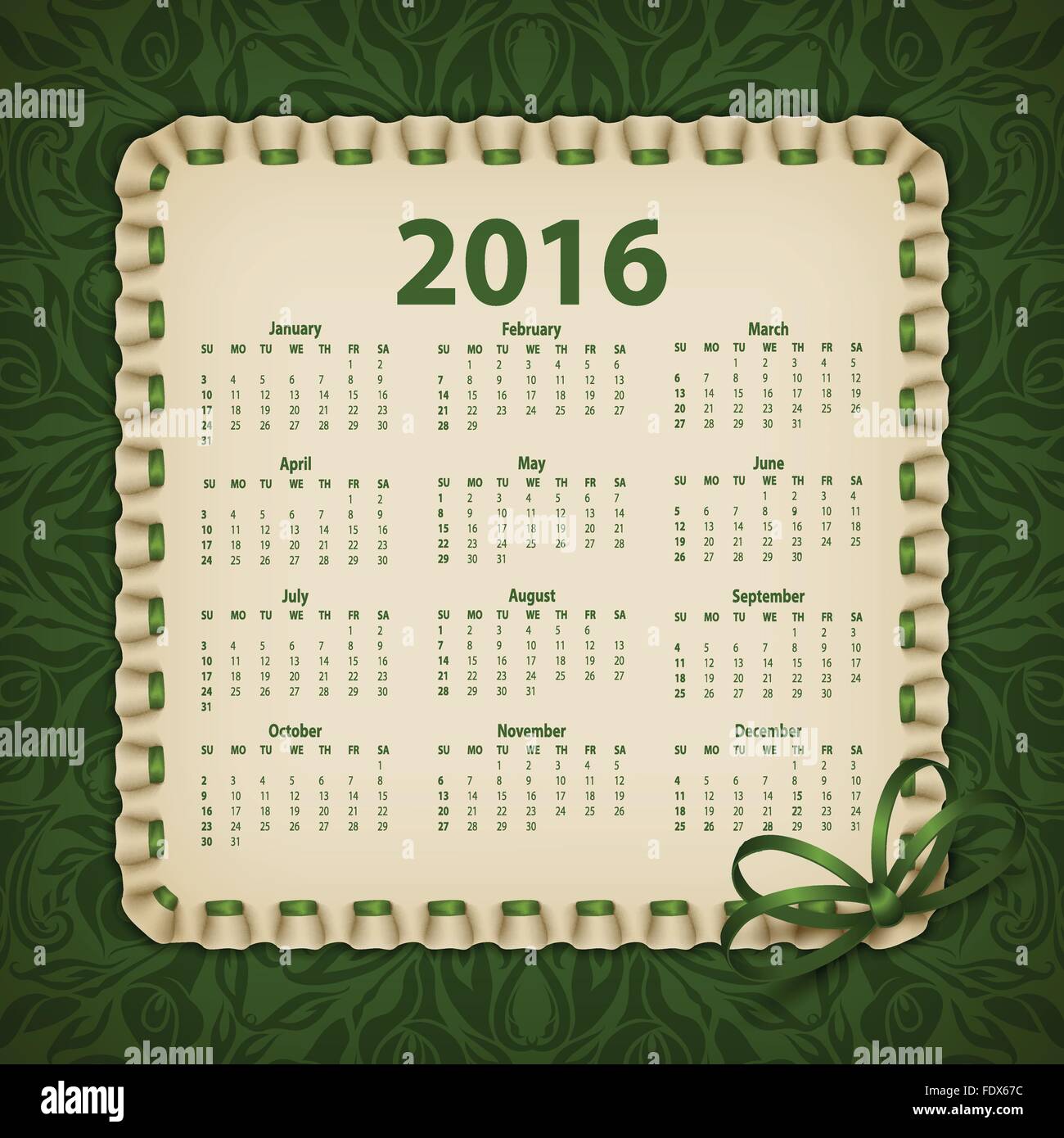 Elegant template of calendar Stock Vector Image & Art Alamy