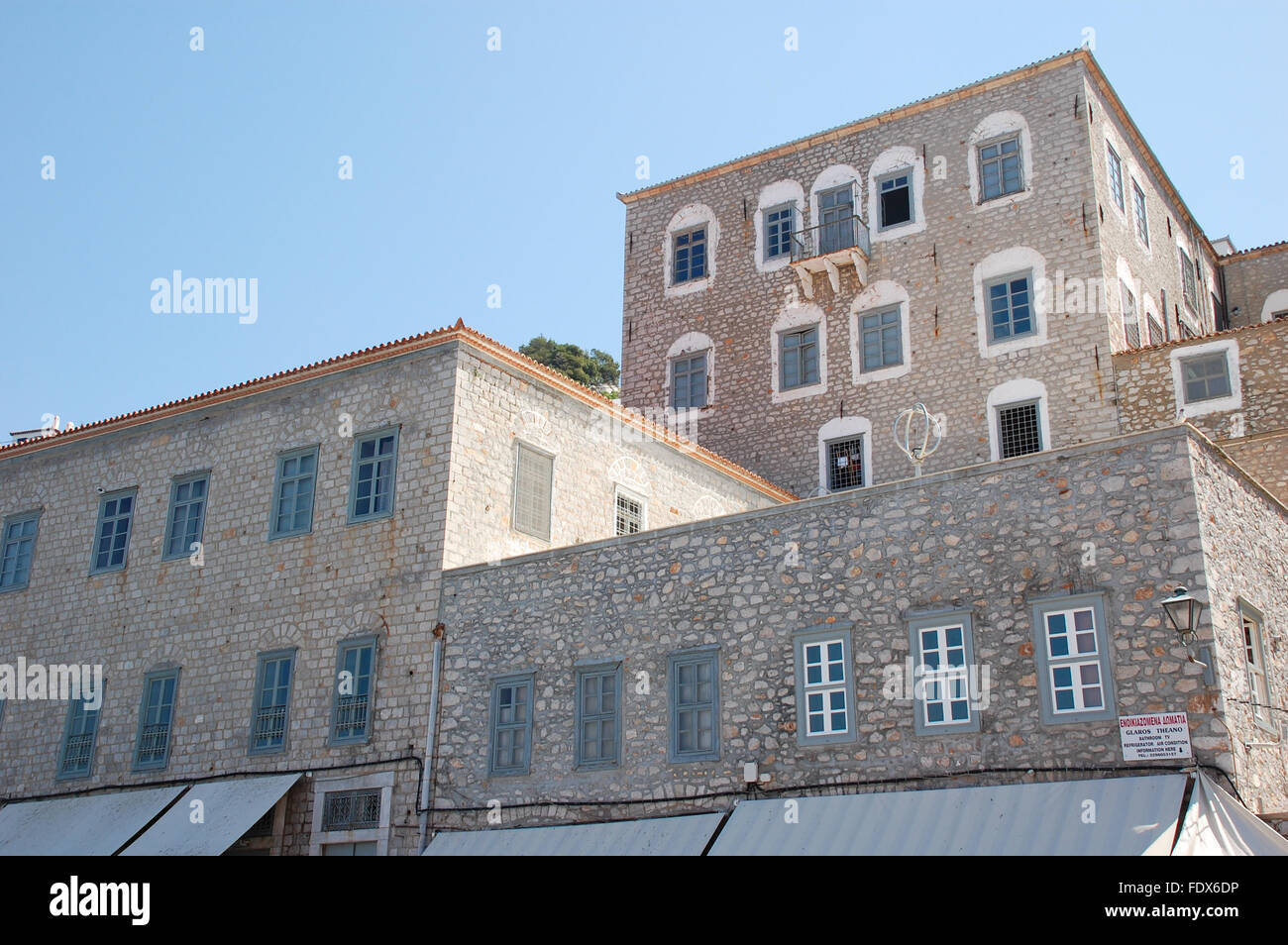 Stone buildings in Hydra Greece Stock Photo