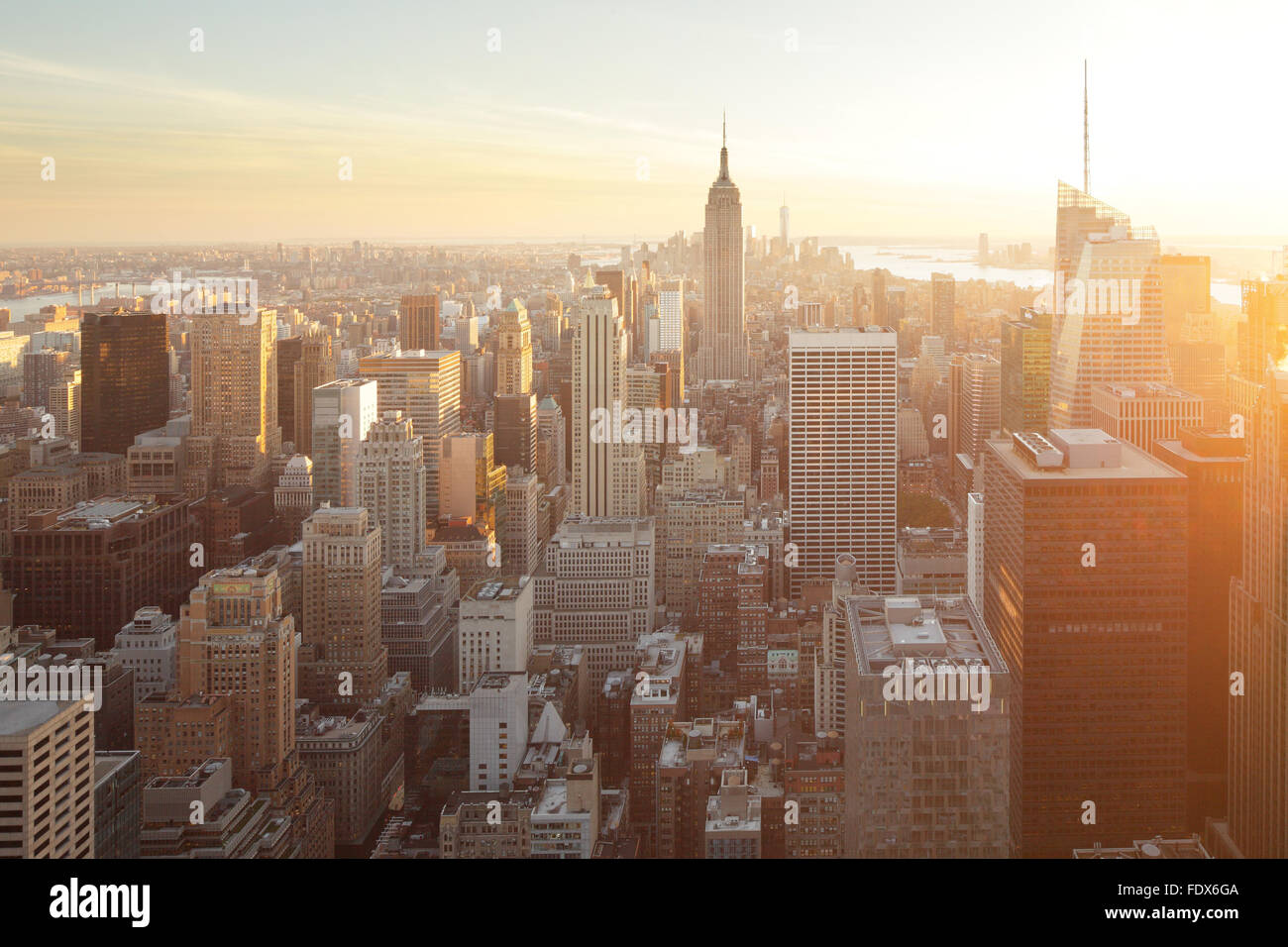 New York City, USA, Manhattan skyline in the evening sun Stock Photo ...