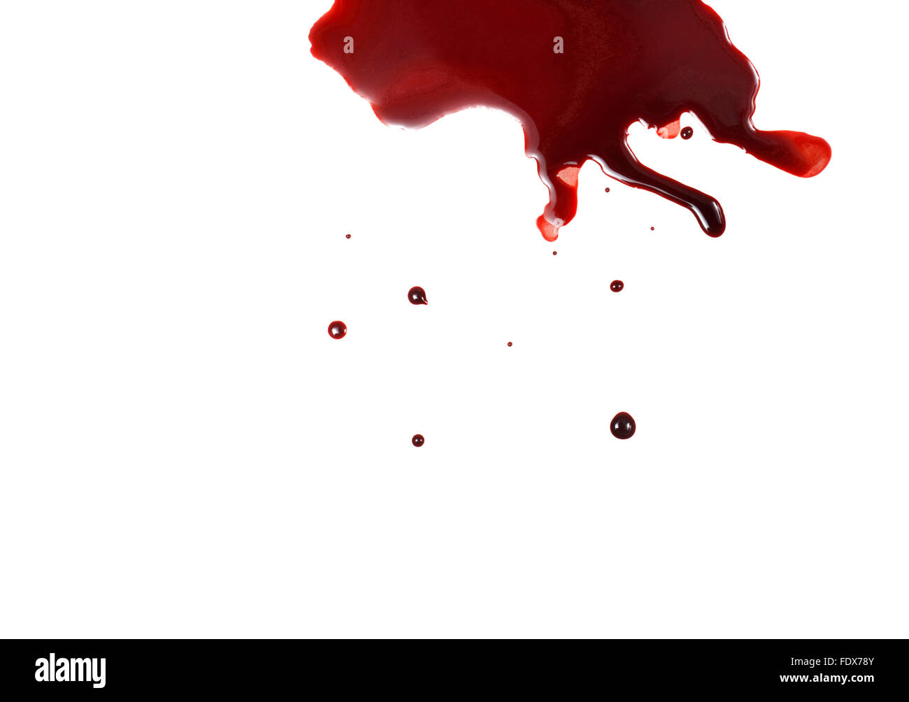 Studio shot of blood dripping on white background Stock Photo